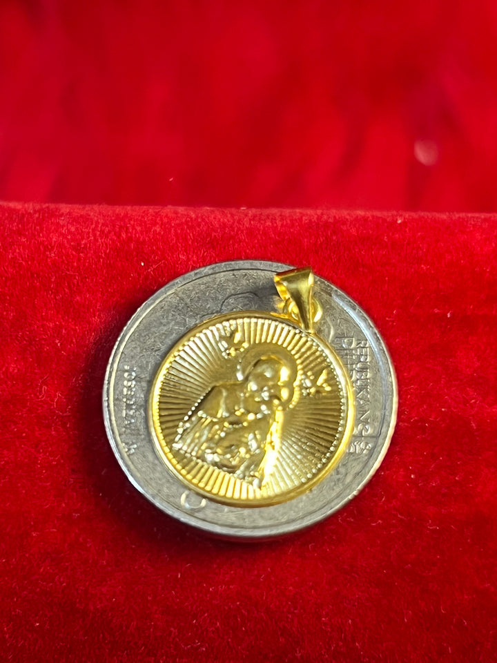 18K MOTHER & CHILD PENDANT 18MM OPENBACK