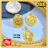 18K Gold Classic Cameo Pendant & Earrings Set