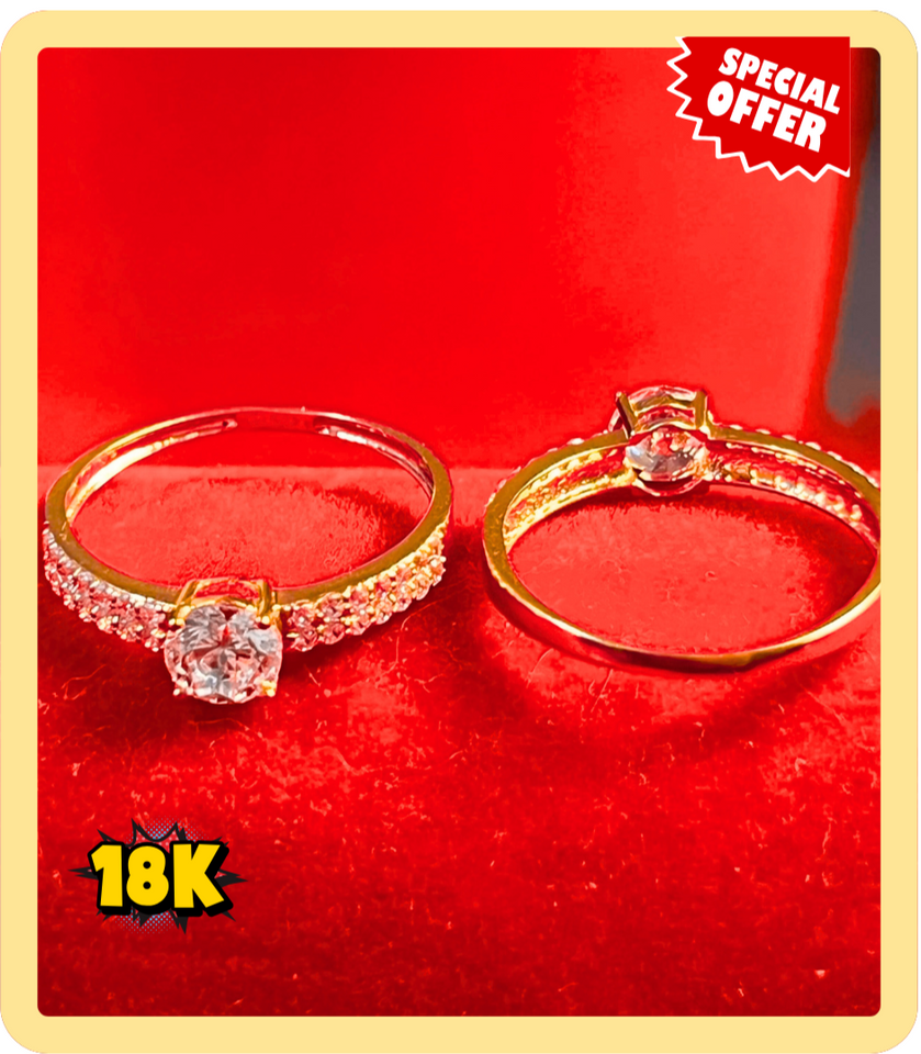 ENGAGEMENT RING WITH RUSSIAN STONE 18K GOLD SAUDI GOLD