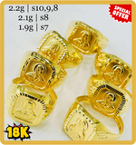 Genuine 18K Solid Gold Buddha Signet Ring