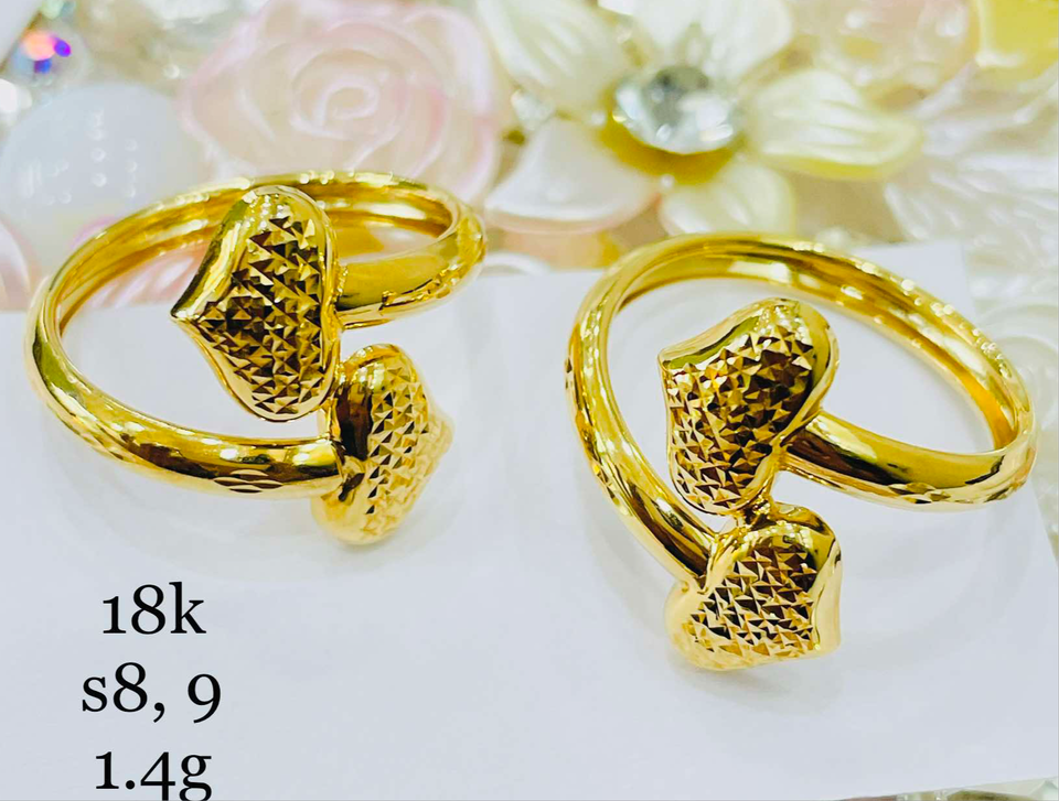 18k Double heart ring