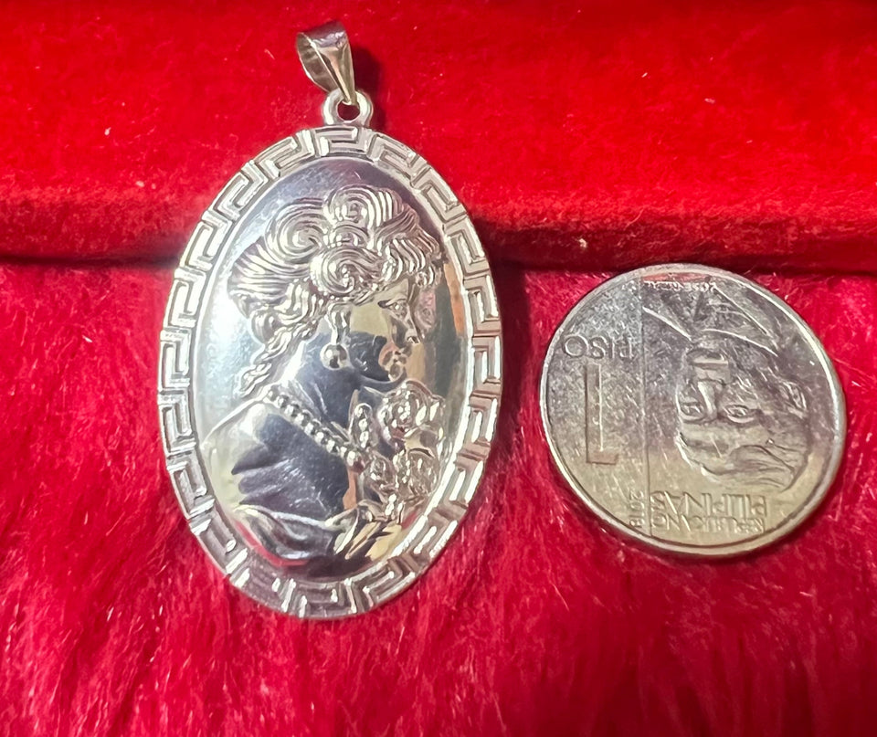 18K CAMEO PENDANT WHITE GOLD BIG OPENBACK