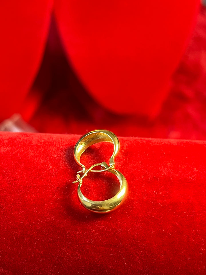 18K DOME PLAIN EARRINGS 15MM