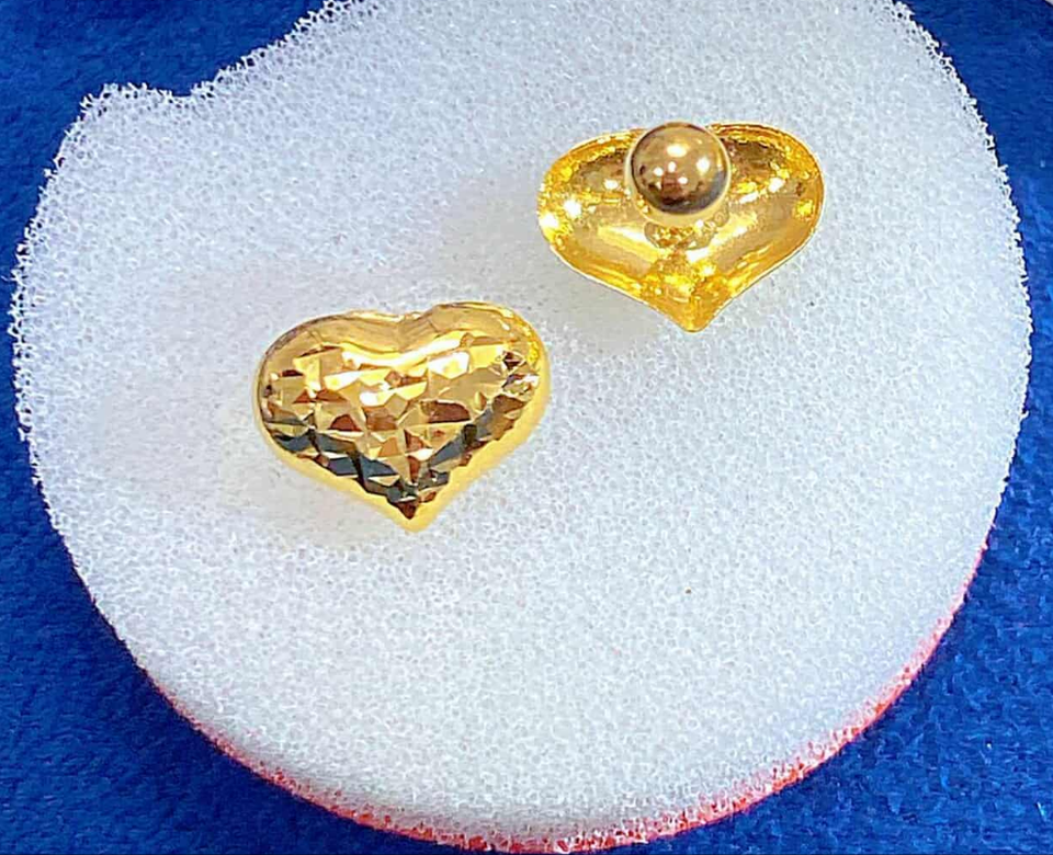 HEART STUD EARRING 12MM OPEN BACK