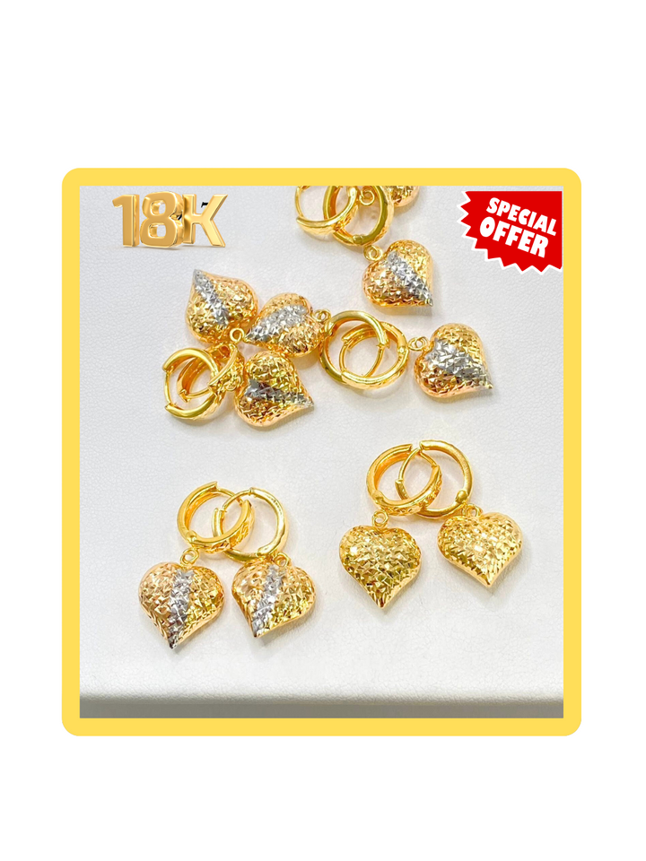 TRI COLOR DANGLING HEART DIACUT EARRINGS