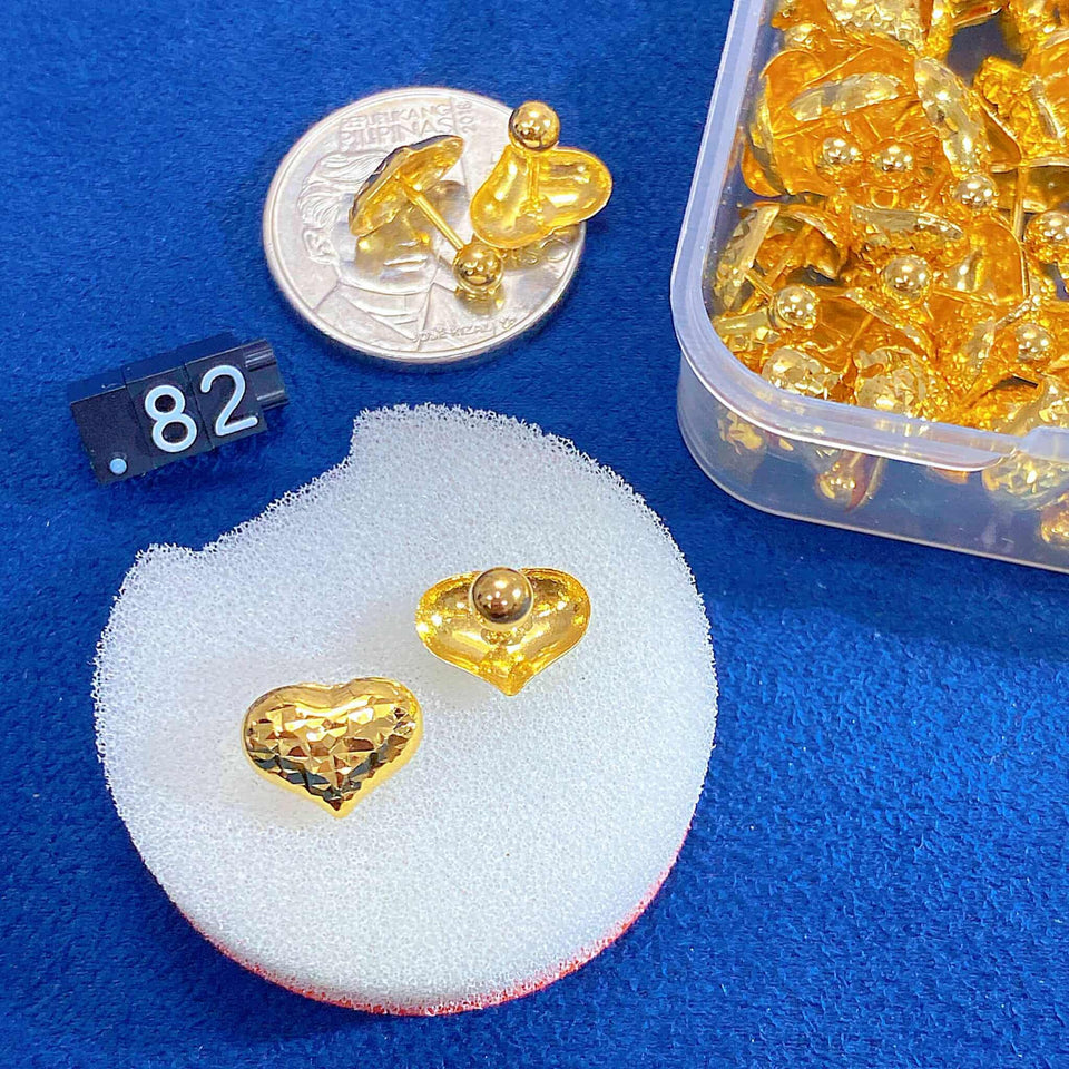 HEART STUD EARRING 12MM OPEN BACK