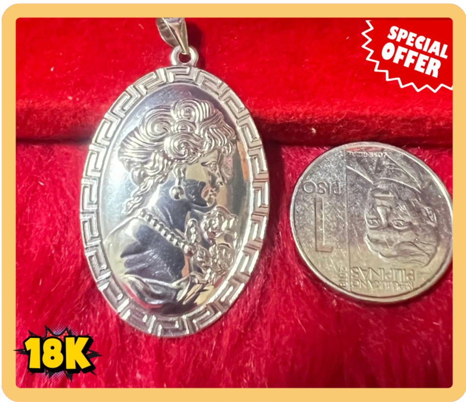 18K CAMEO PENDANT WHITE GOLD BIG OPENBACK