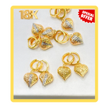 TRI COLOR DANGLING HEART DIACUT EARRINGS