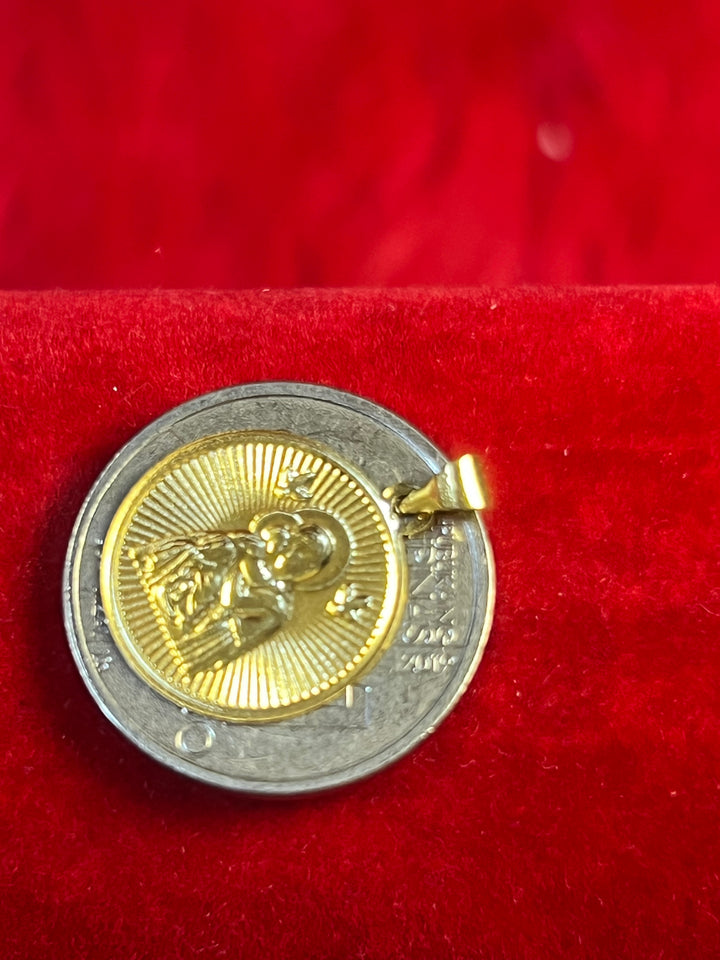 18K MOTHER & CHILD PENDANT 18MM OPENBACK