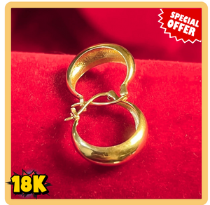 18K DOME PLAIN EARRINGS 15MM