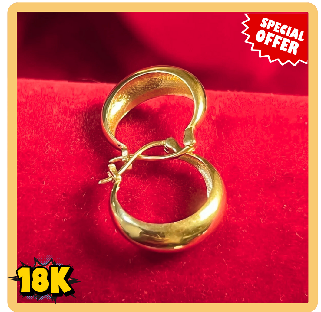 18K DOME PLAIN EARRINGS 15MM