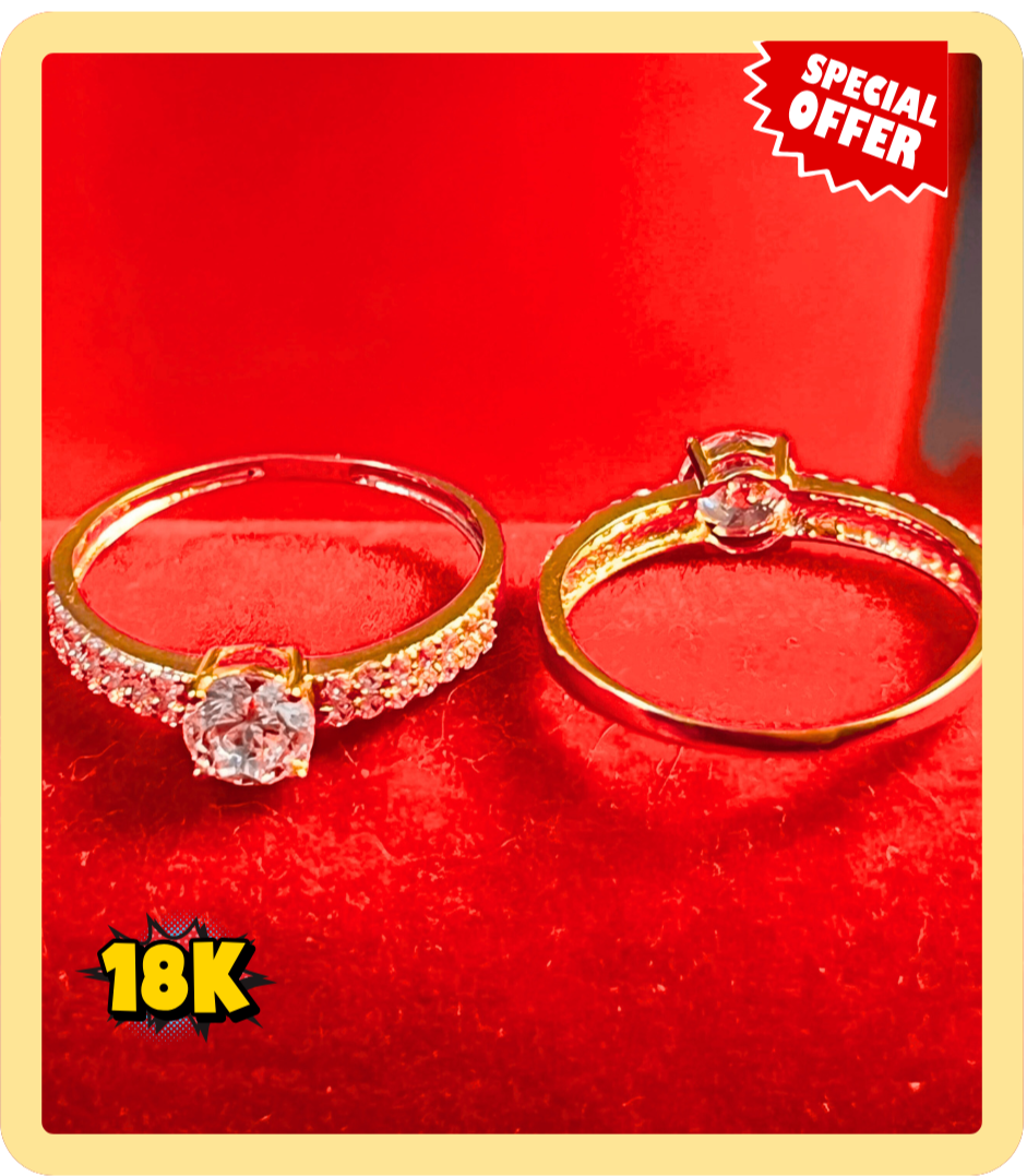 ENGAGEMENT RING WITH RUSSIAN STONE 18K GOLD SAUDI GOLD