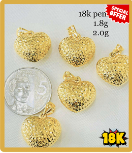 18K Gold Heart Pendant – Textured Shine Edition