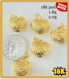 18K Gold Heart Pendant – Textured Shine Edition