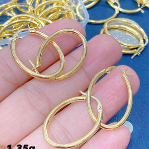 18K OVAL LOOP EARRING PLAIN