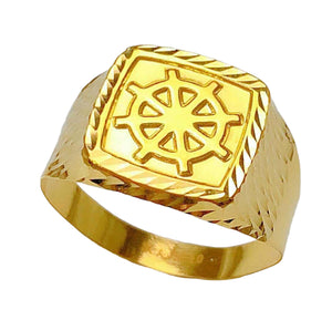 18K WHEEL MENS RING SEMI SOLID