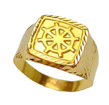 18K WHEEL MENS RING SEMI SOLID