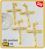 REAL 18K Gold Crucifix Pendant