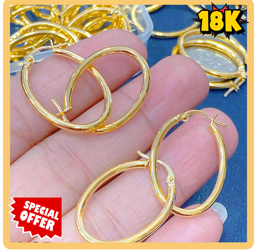18K OVAL LOOP EARRING PLAIN