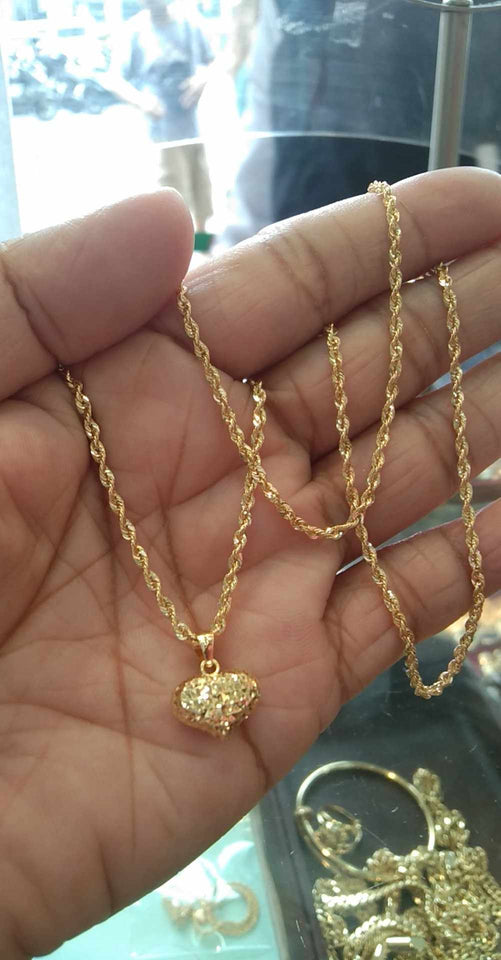 18K ROPE WITH HEART PENDANT SIZE 20