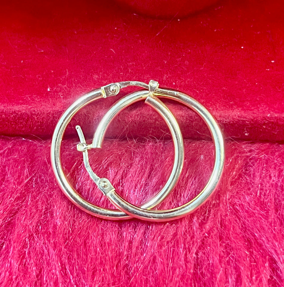 18K LOOP PLAIN EARRING 25MM