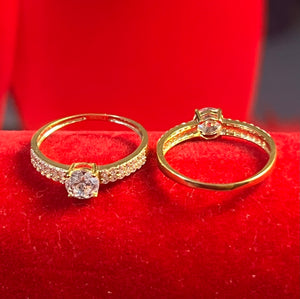 ENGAGEMENT RING WITH RUSSIAN STONE 18K GOLD SAUDI GOLD