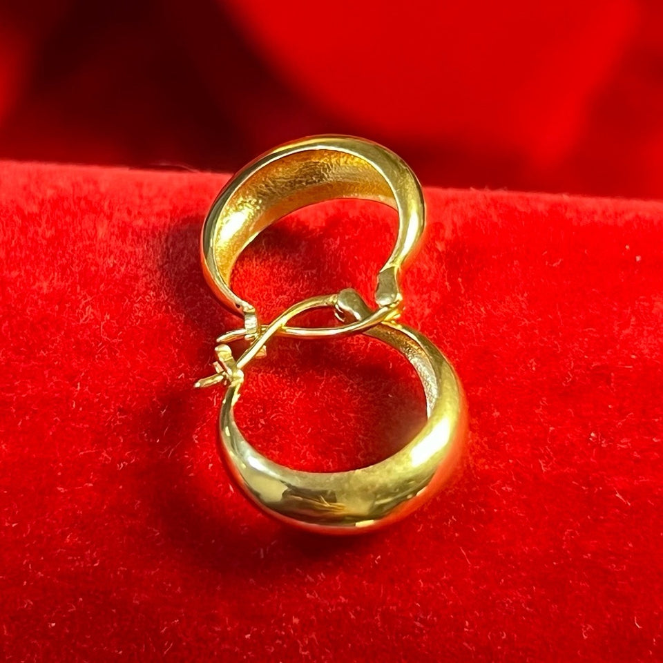 18K DOME PLAIN EARRINGS 15MM