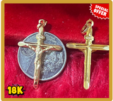 18K CROSS PENDANT OPEN BACK SOLID